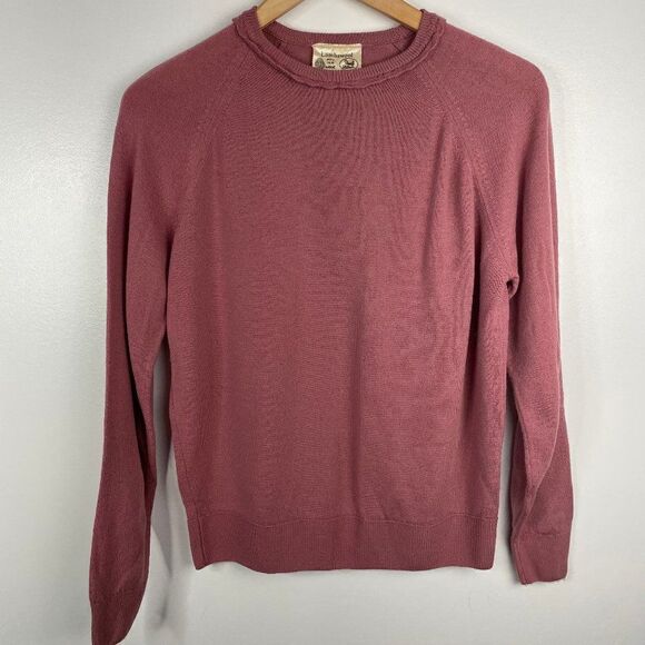 Vintage Pure New Lambswool Wool Sweater Long Sleeve Scalloped Neck Trim M/L - Picture 1 of 5